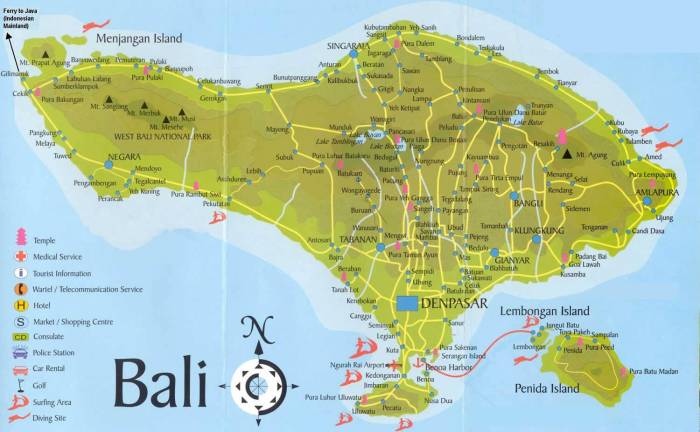 Bali map tourist maps tourism travel indonesia peta island places balistarisland ubud denpasar sightseeing complete lombok famous city guide tour