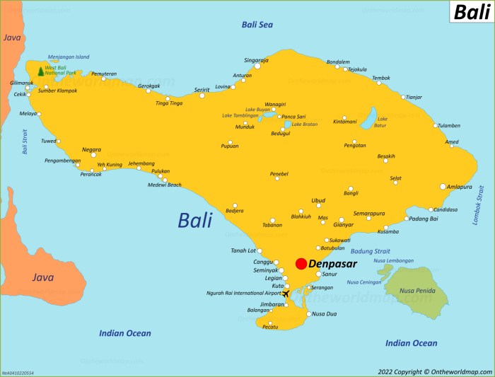 Bali map travel indonesia islands tourist island attractions interest points